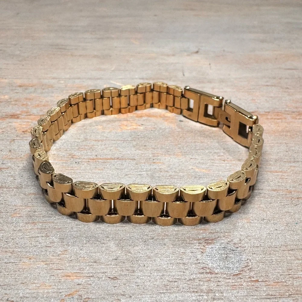 Gold Tone Stainless Steel Link Bracelet